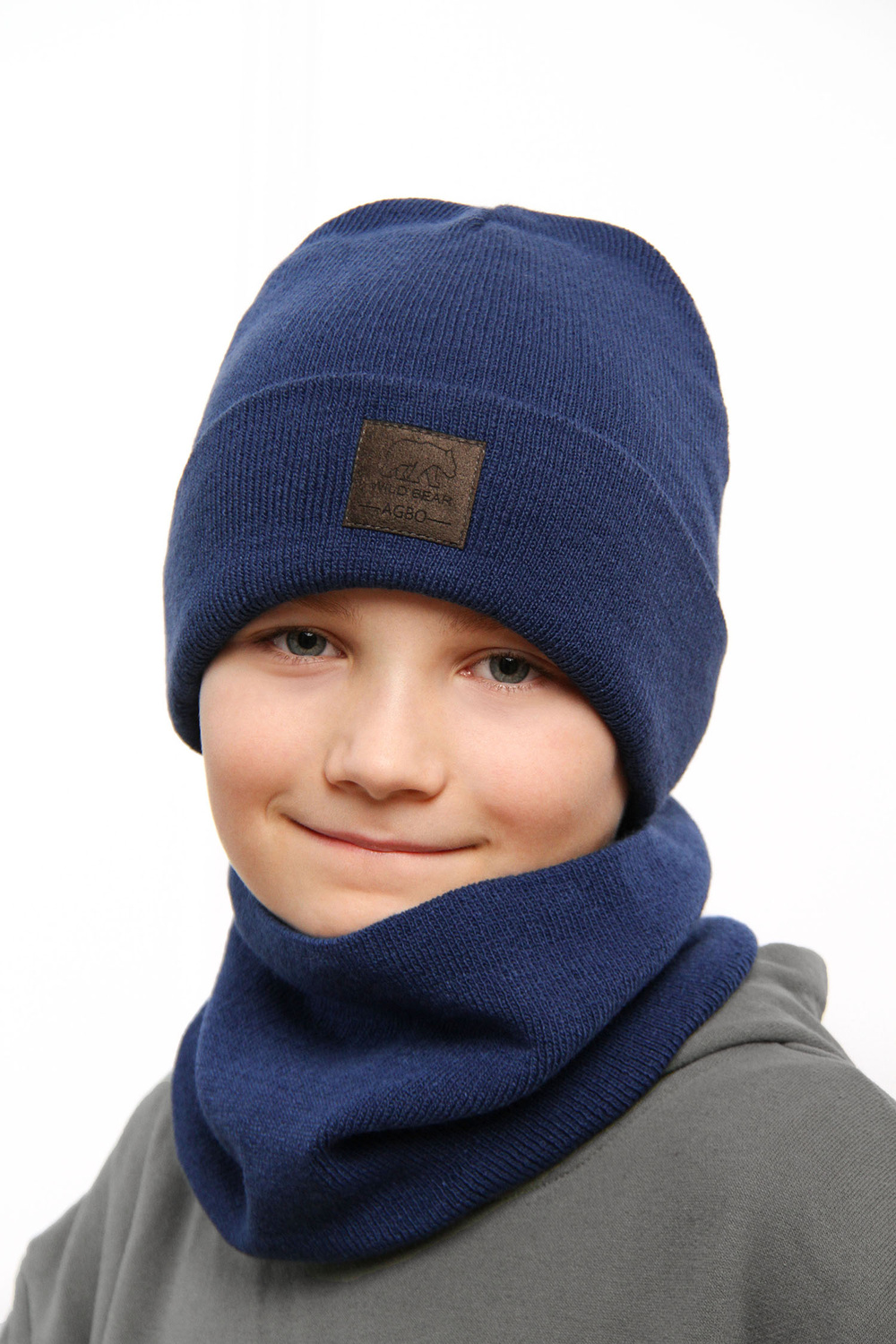 Bonnet d'hiver enfant, orange, avec revers, Smerf