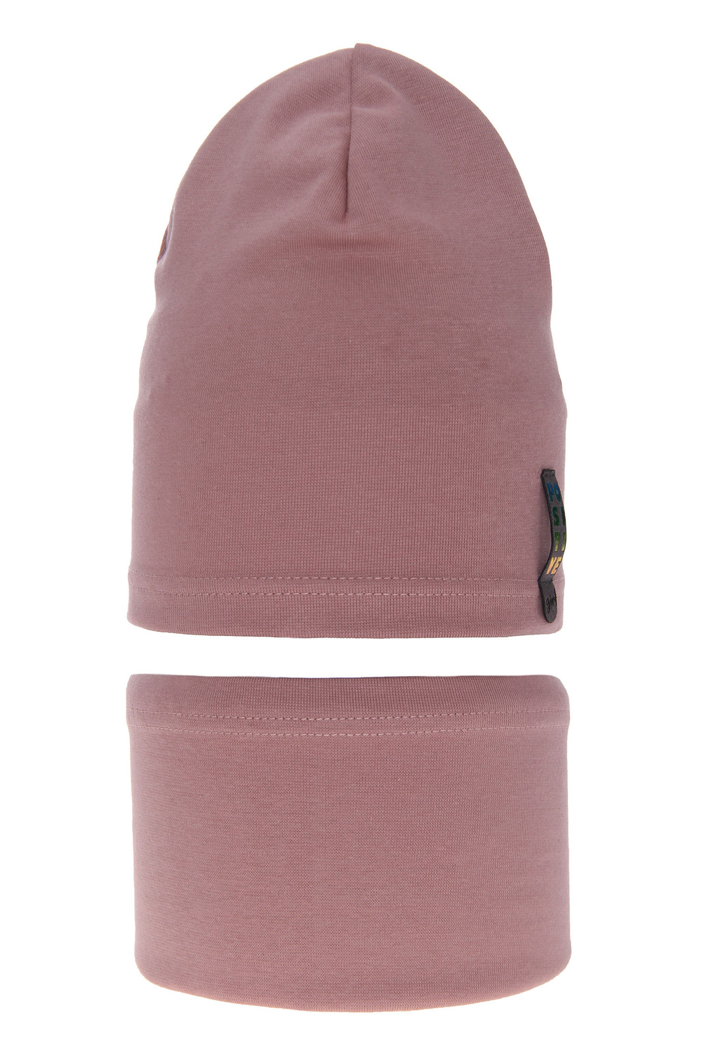 Ensemble automne/printemps fille: bonnet et snood, lavande, en coton, Flores