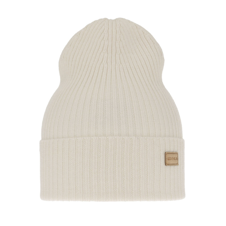 Bonnet d'hiver femme, hiver, crème, avec laine mérinos, Sophie
