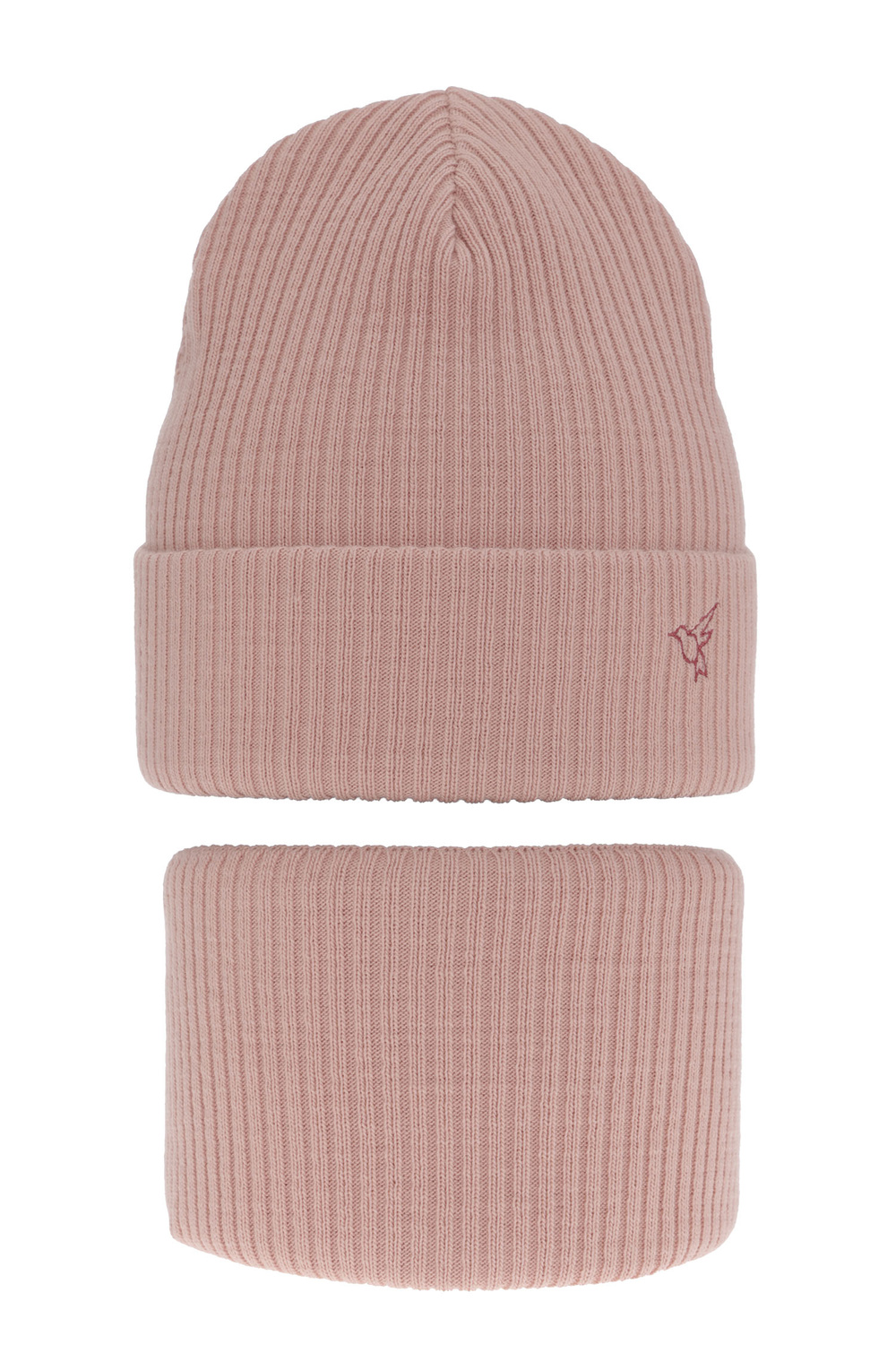 Ensemble d'hiver fille: bonnet et snood, rose, Rosetta