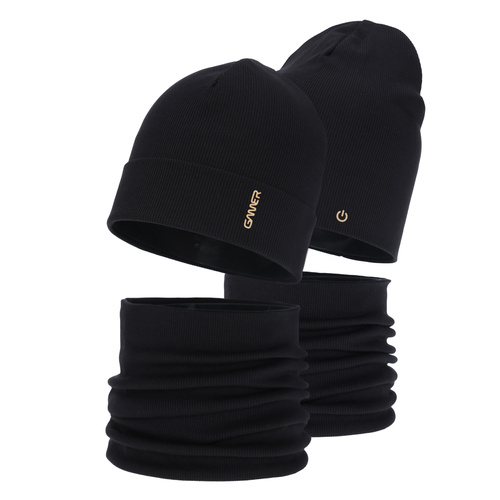 Ensemble automne/printemps garçon: bonnet et snood, en coton, noir, Desider