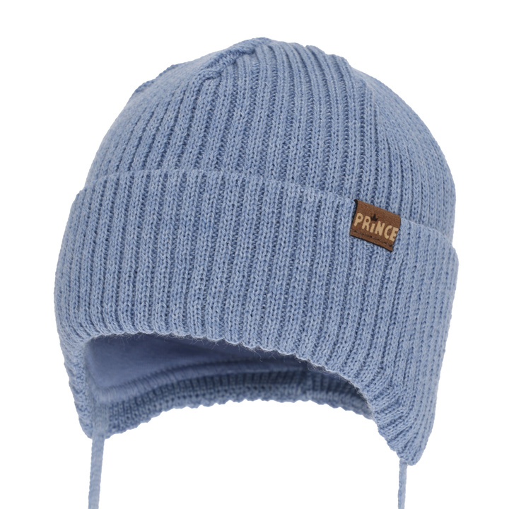 Bonnet d'hiver garçon, avec liens, avec laine mérinos, bleu, Puser