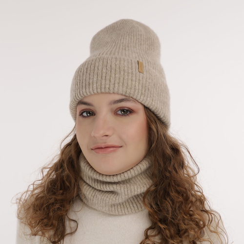 Ensemble d'hiver fille: bonnet et snood, beige, Edila