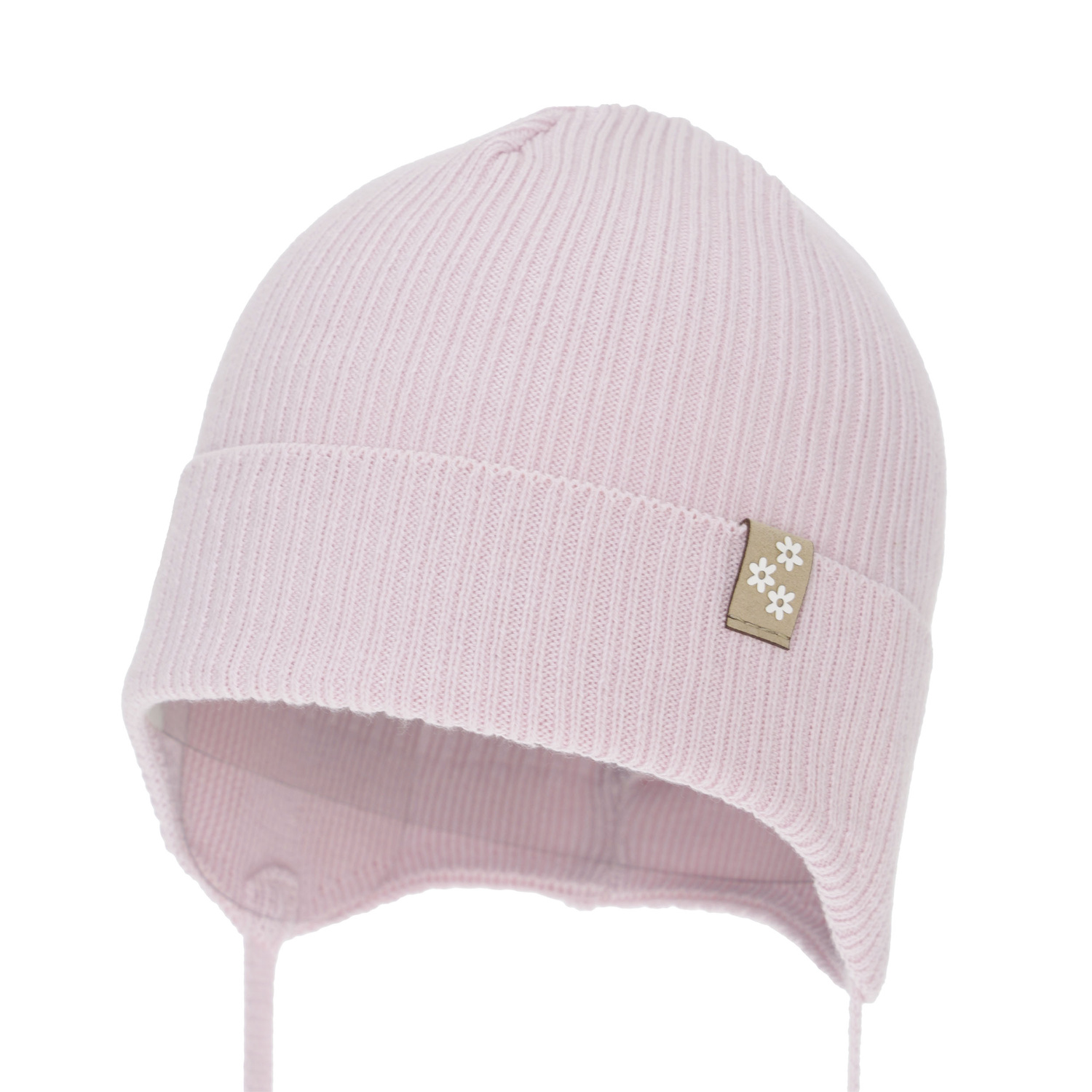 Bonnet automne/printemps fille, rose clair, avec liens, 100% coton, Lunara