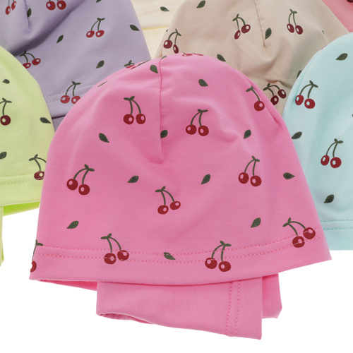 Ensemble automne/printemps fille: bonnet et snood, beige, en coton, Cerise