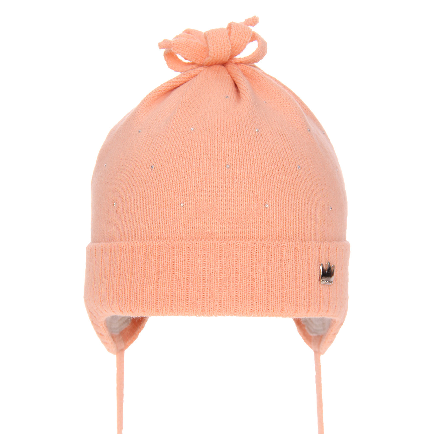 Bonnet automne/printemps fille, orange, avec liens, Oliwka