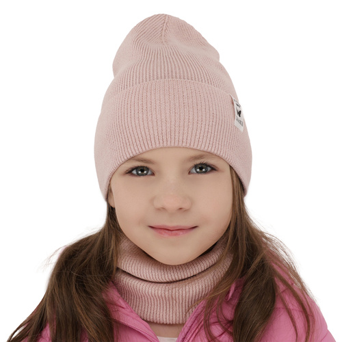 Ensemble automne/printemps fille: bonnet et snood, avec coton, blanc, Leonita