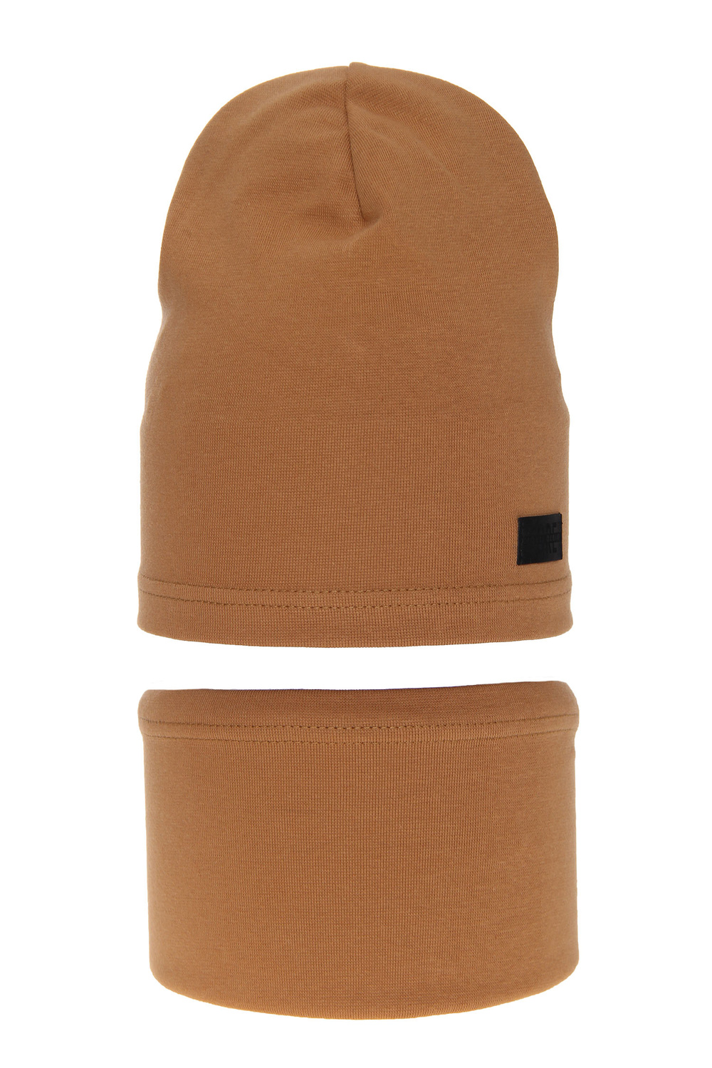 Ensemble automne/printemps garçon: bonnet et snood, camel, en coton, Frizi