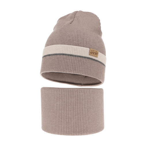 Ensemble automne/printemps garçon: bonnet et snood, avec coton, beige, Antonio