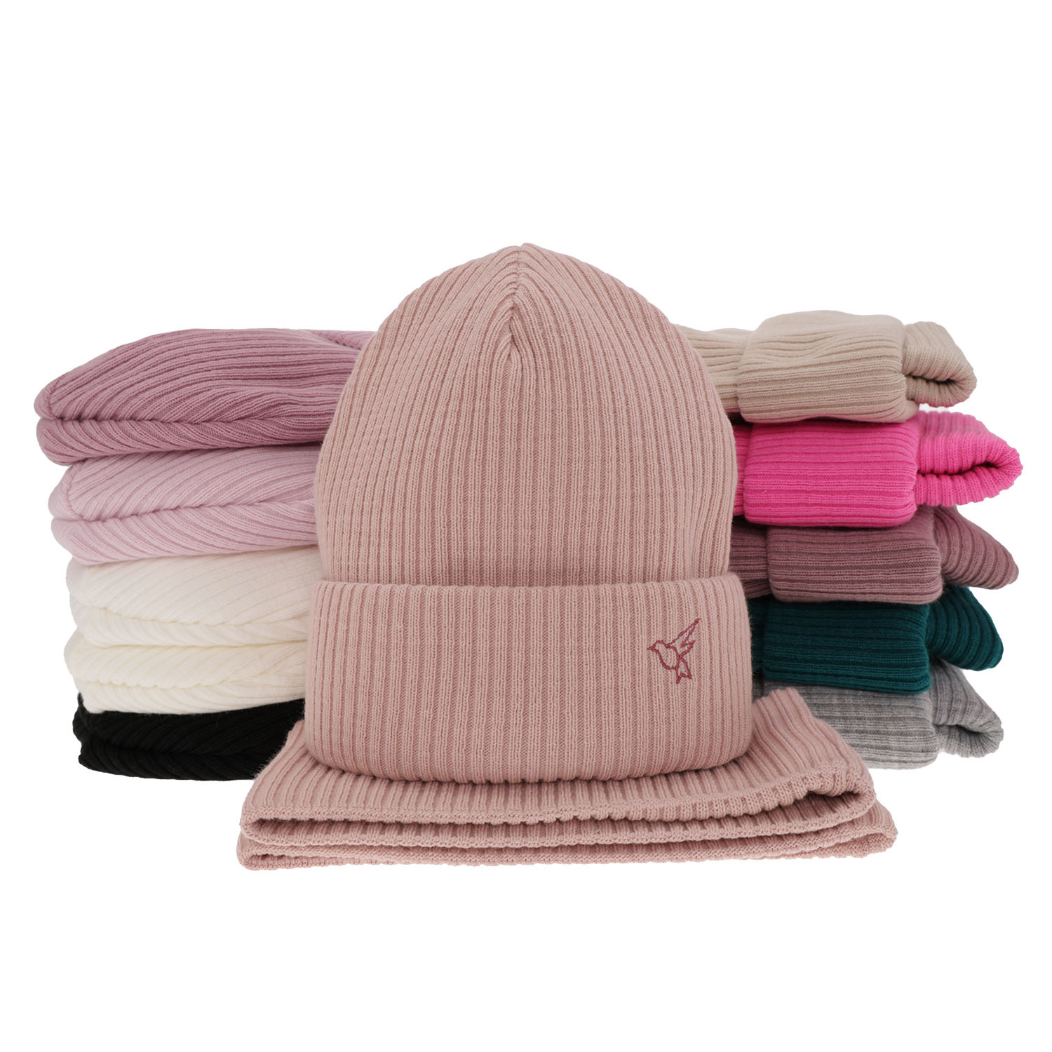 Ensemble d'hiver fille: bonnet et snood, gris, Rosetta