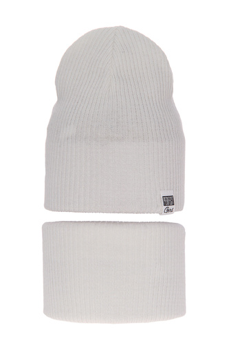 Ensemble automne/printemps fille: bonnet et snood, avec coton, crème, Farinka