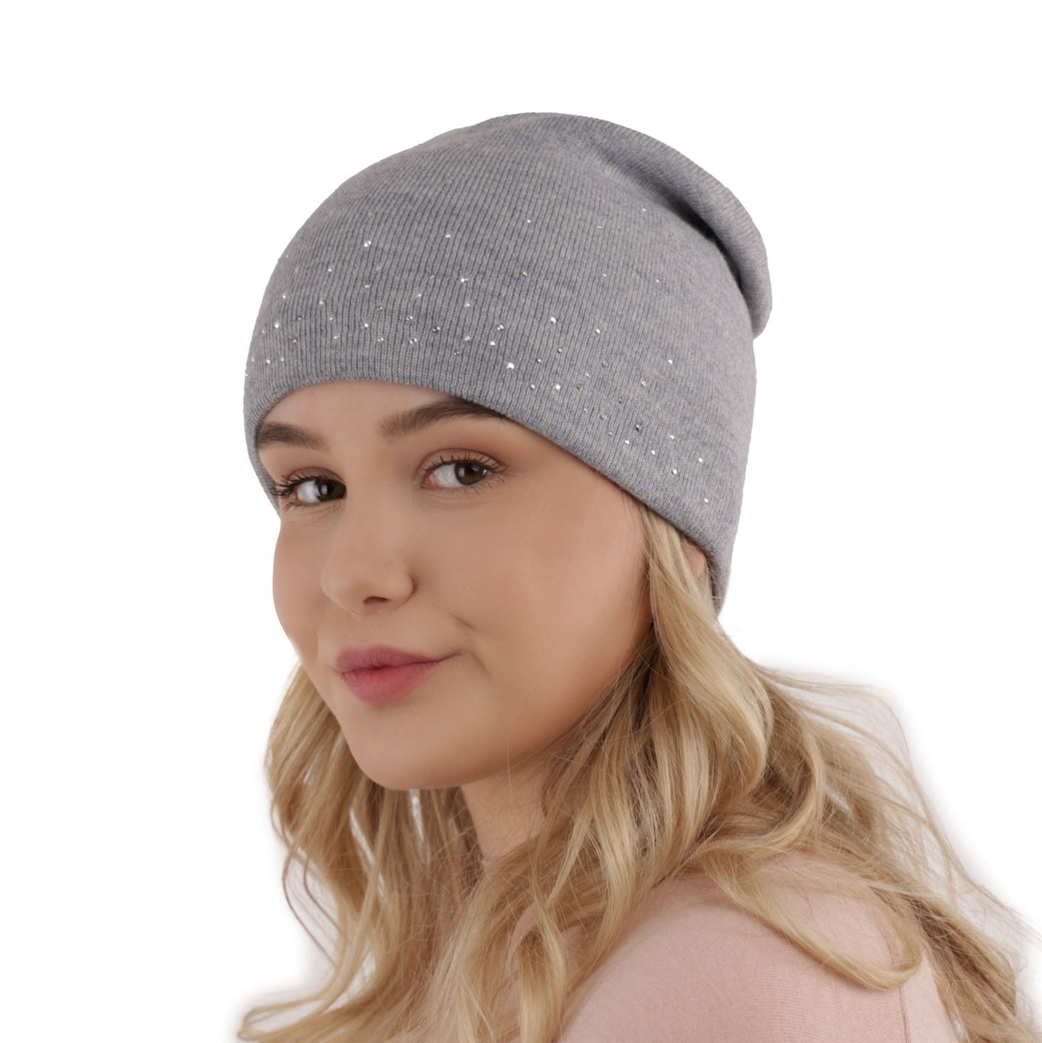 Bonnet d'hiver femme, rose, avec laine mérinos, Minerwa