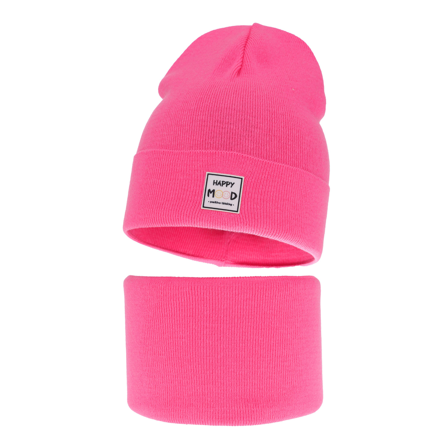 Ensemble automne/printemps fille: bonnet et snood, avec coton, rose, Mersila