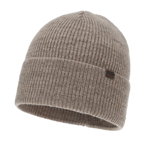 Bonnet d'hiver homme, beige, avec laine mérinos, Korins