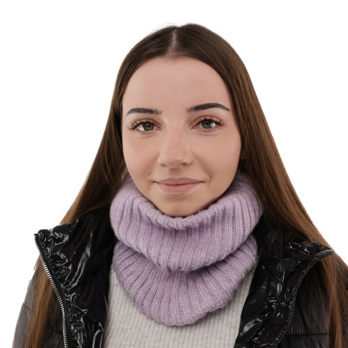 Snood d'hiver femme, rose, avec laine mérinos, Besta
