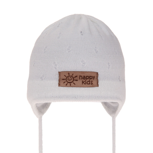 Bonnet automne/printemps garçon, blanc, avec liens, Bobi