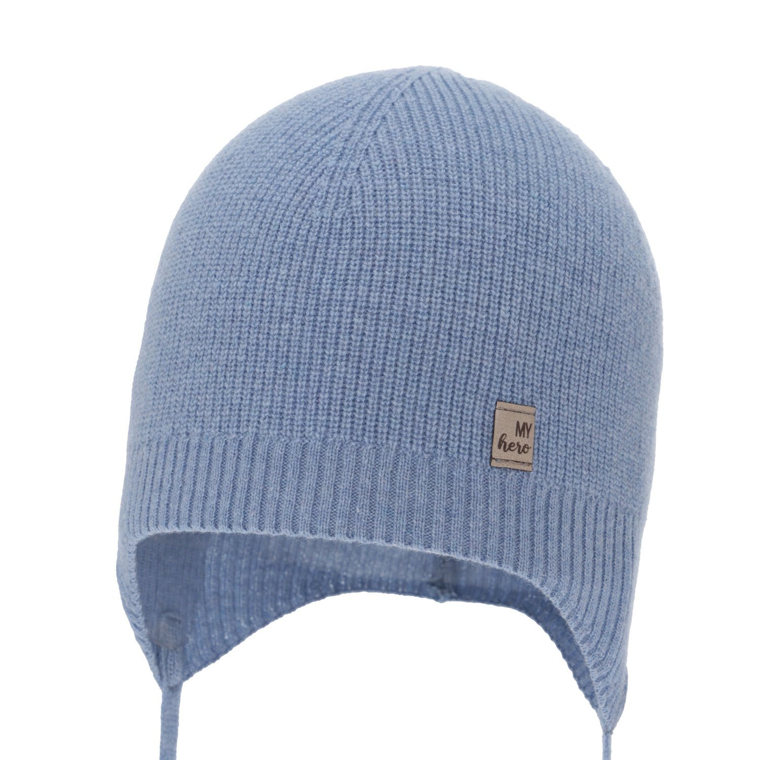 Bonnet automne/printemps garçon, bleu, avec laine mérinos et cachemire, avec liens, Tono