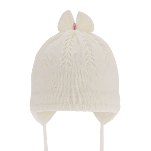 Bonnet automne/printemps fille, crème, avec liens, Ginara