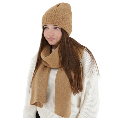 Ensemble d'hiver femme: bonnet et écharpe, camel, Shasta