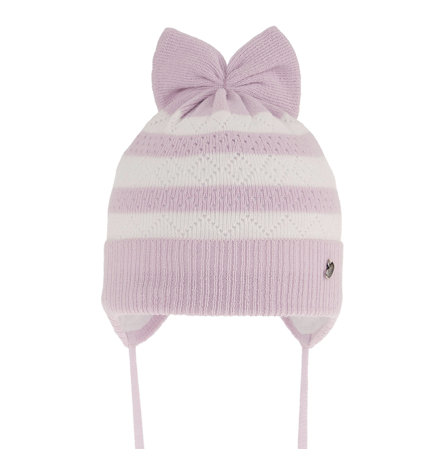 Bonnet automne/printemps fille, lilas, avec liens, Leda