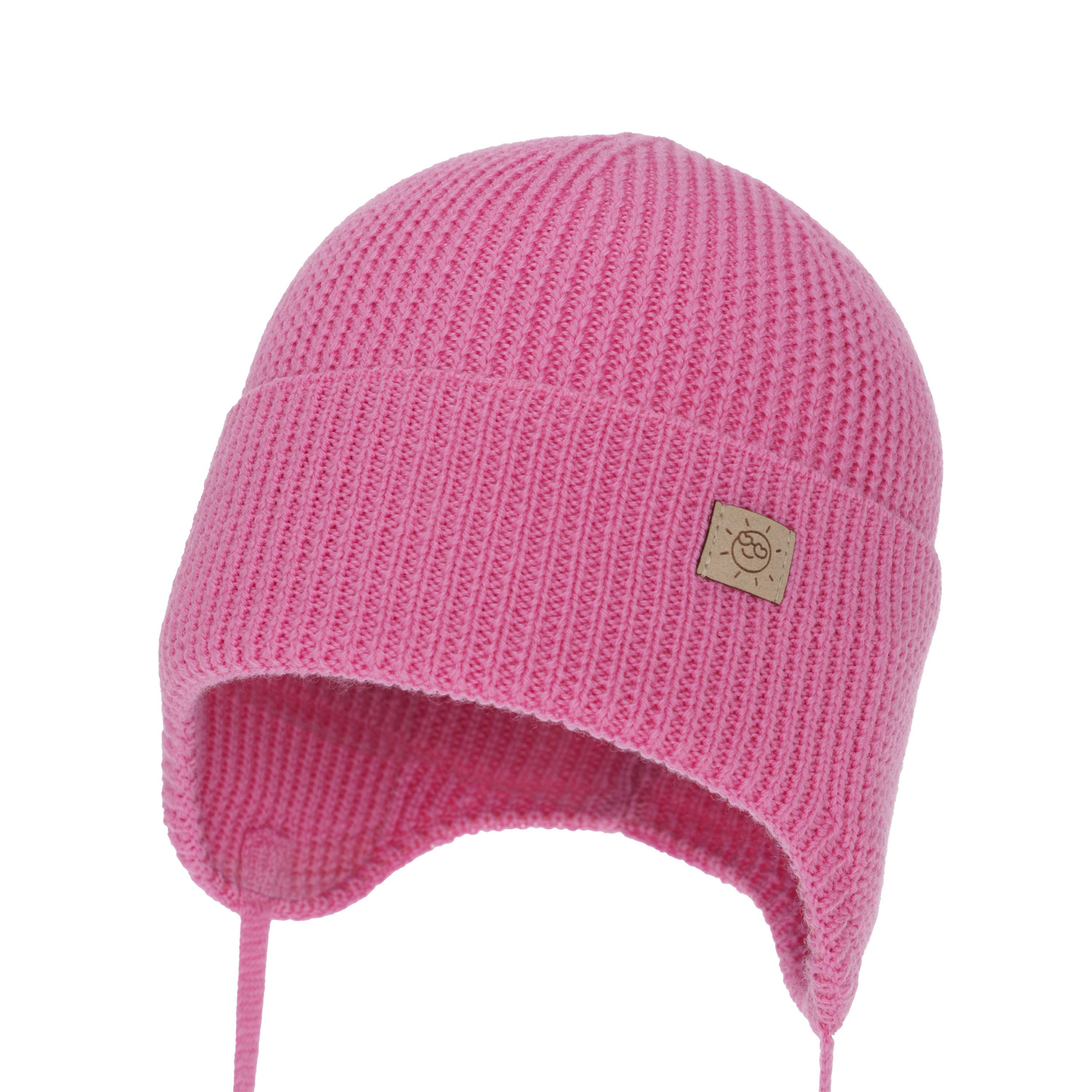Bonnet d'hiver/automne/printemps fille, rose, 100% Laine Mérinos, avec liens, Bafra