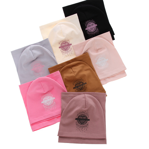 Ensemble automne/printemps fille: bonnet et snood, gris, en coton, Esmeralda