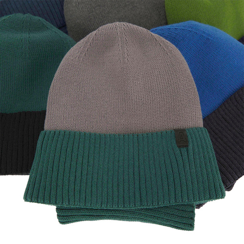 Ensemble automne/printemps garçon: bonnet et snood, avec coton, bleu marine, coton, Tauros