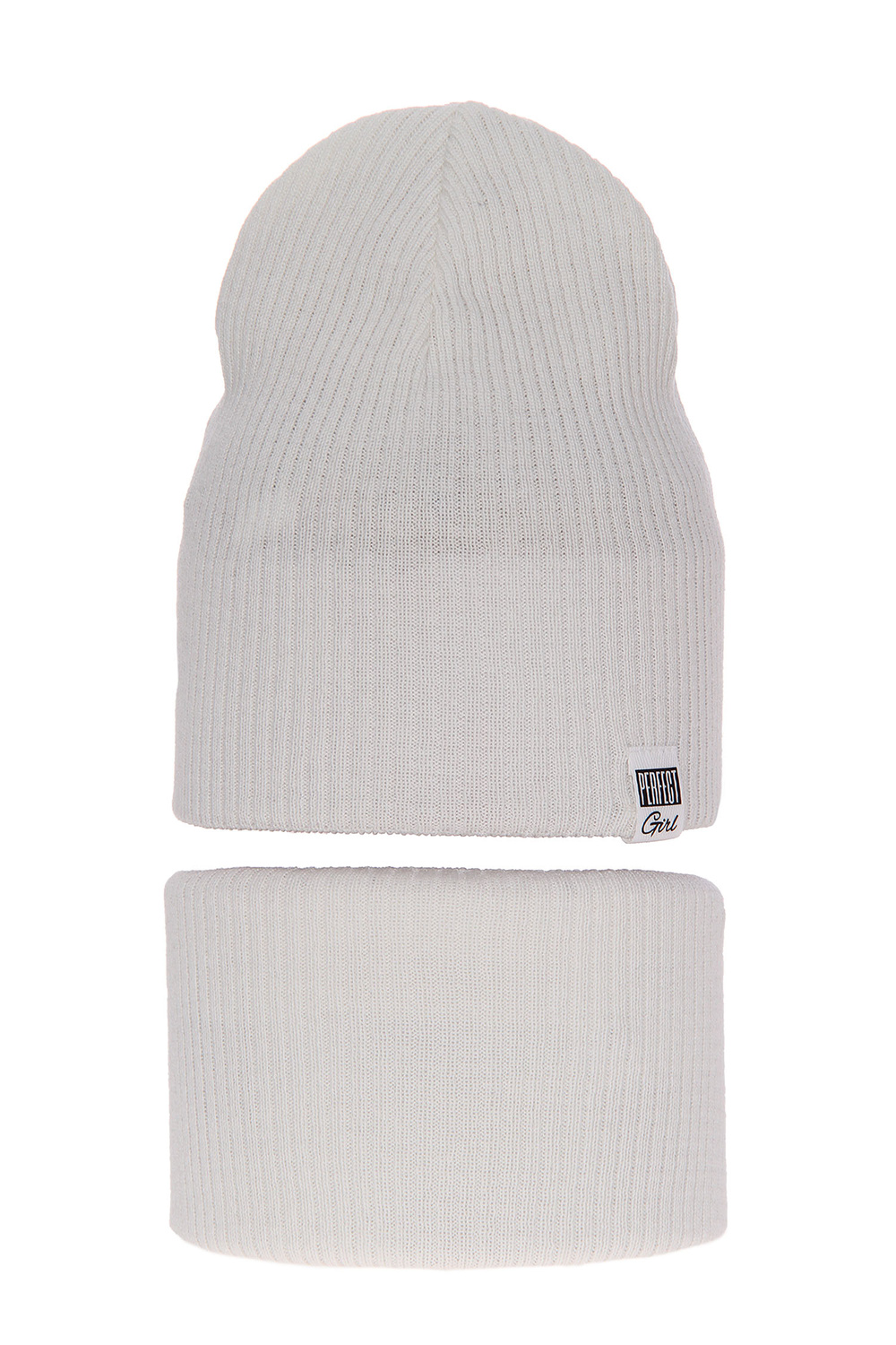 Ensemble automne/printemps fille: bonnet et snood, avec coton, crème, Farinka