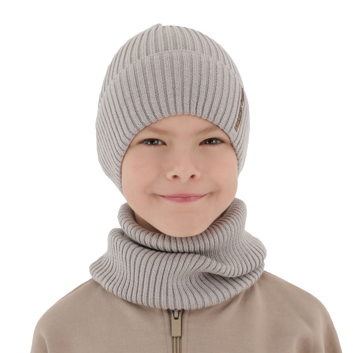 Ensemble bonnet et tour de cou garçon automne, printemps, avec coton, noir, Norwin