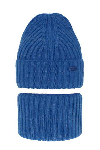 Ensemble d'hiver garçon: bonnet et snood, bleu, Zeno