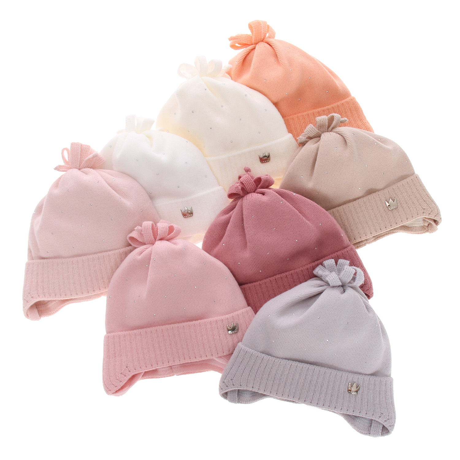 Bonnet automne/printemps fille, grise, avec liens, Oliwka