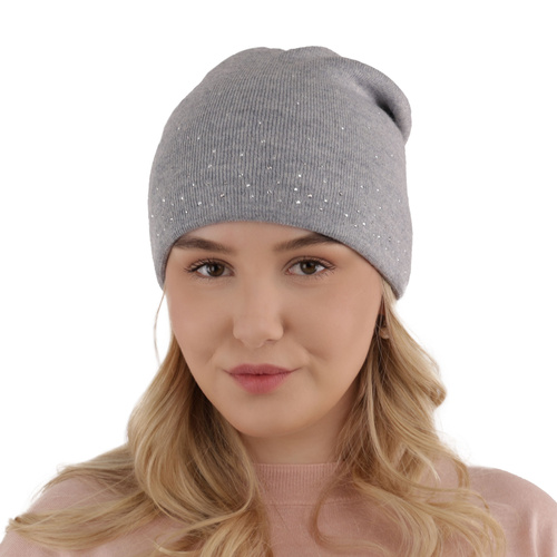 Bonnet d'hiver femme, grise, avec laine mérinos, Minerwa