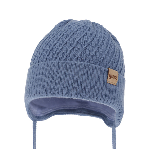 Bonnet automne/printemps garçon, bleu, avec liens, David