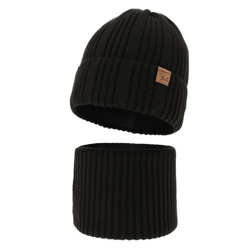 Ensemble d'hiver garçon: bonnet et snood, noir, Klaris