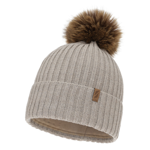 Bonnet d'hiver femme, beige clair, avec laine mérinos, Zamira