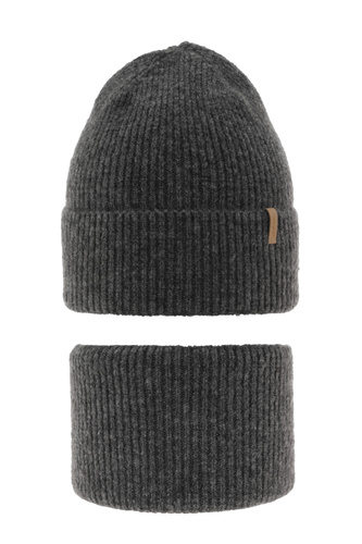 Ensemble d'hiver fille: bonnet et snood, gris, Edila