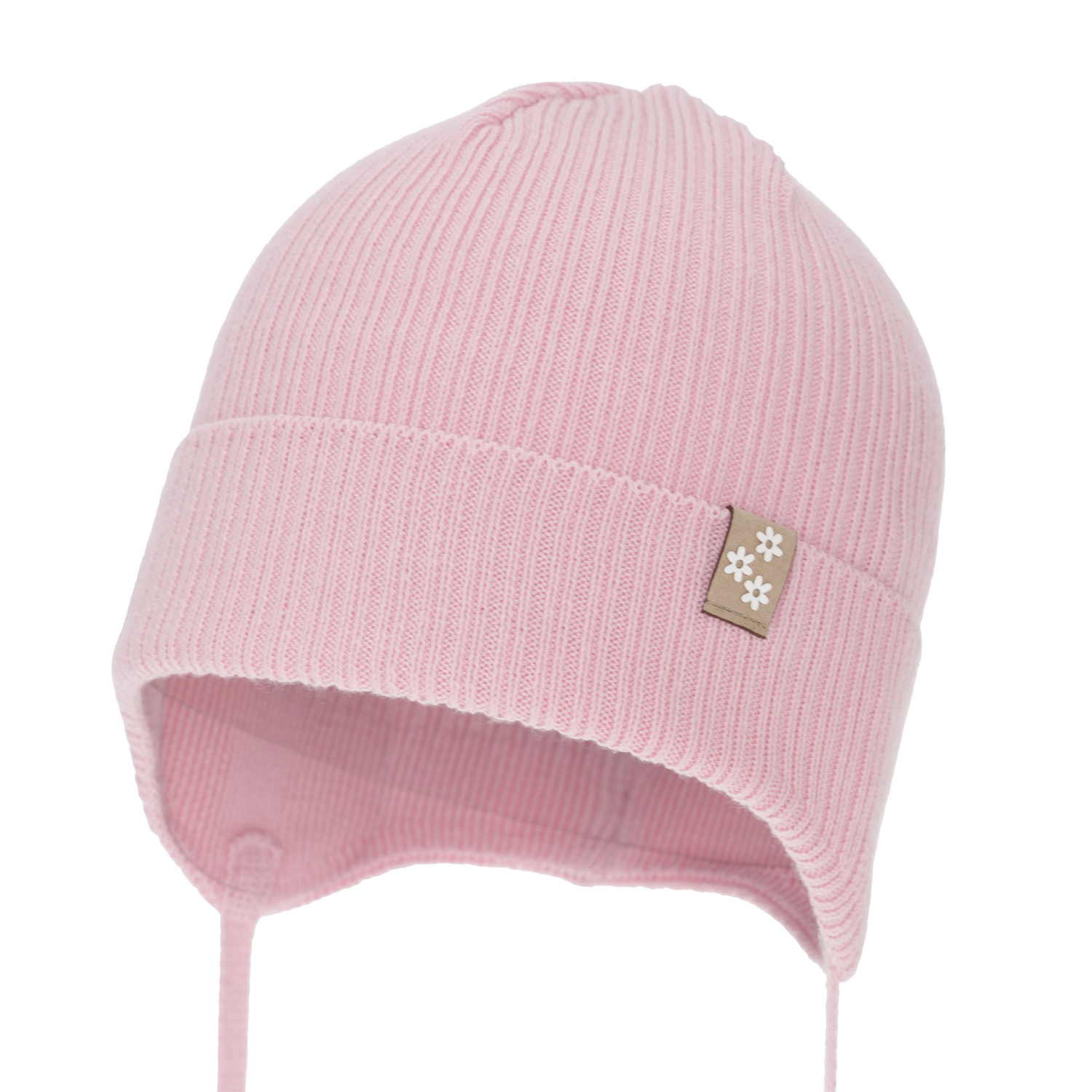 Bonnet automne/printemps fille, rose, en coton, avec liens, Lunara