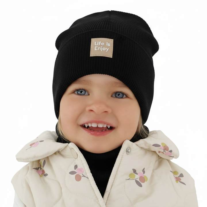 Ensemble automne/printemps fille: bonnet et snood, avec coton, noir, Zola