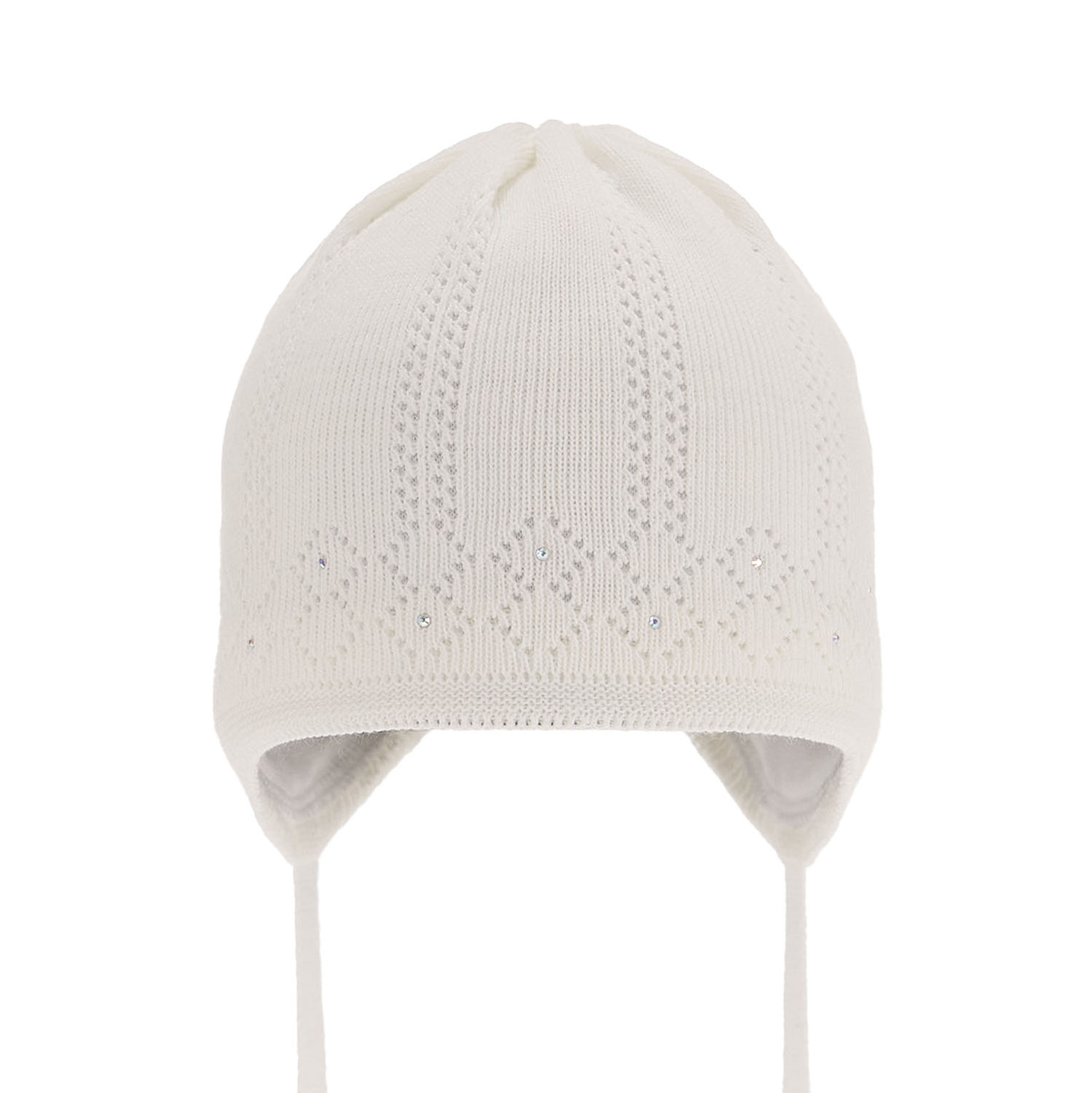 Bonnet automne/printemps fille, blanc, avec liens, Antila