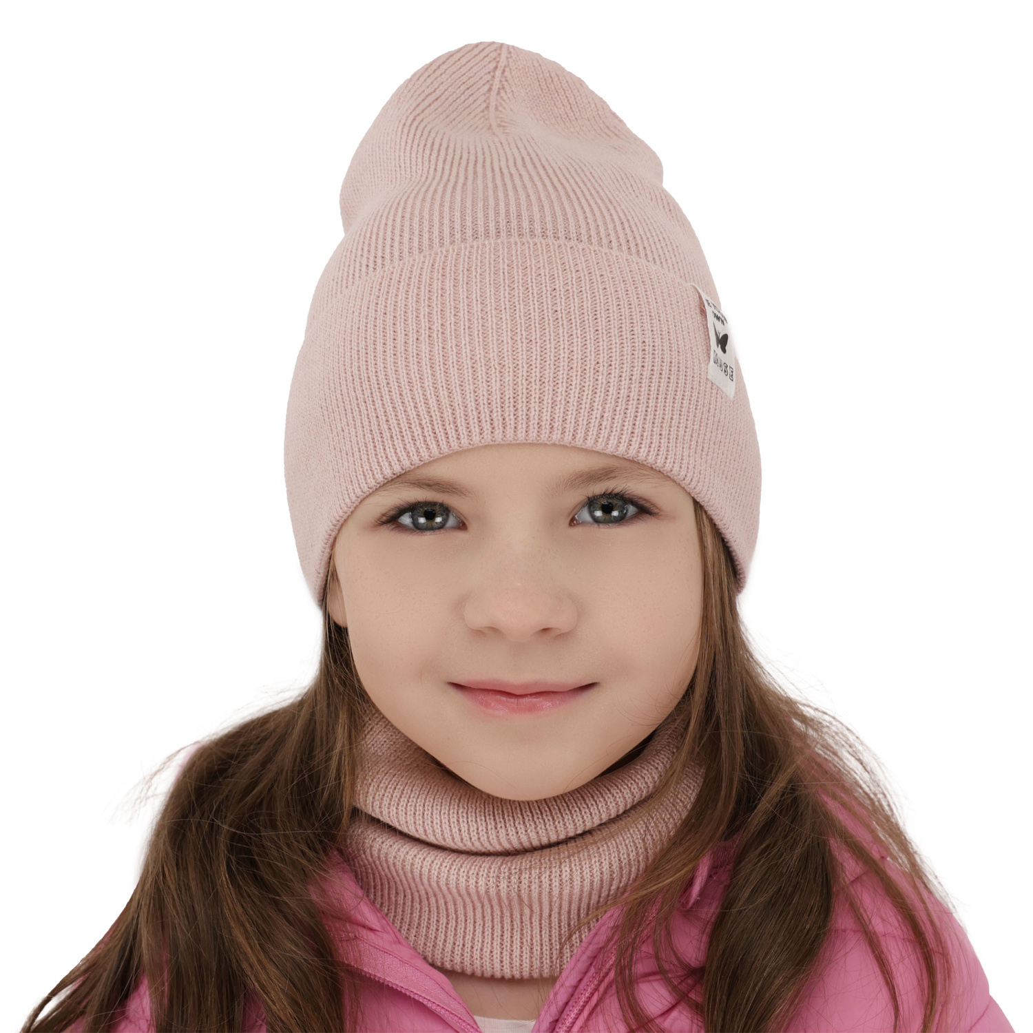Ensemble automne/printemps fille: bonnet et snood, avec coton, blanc, Leonita