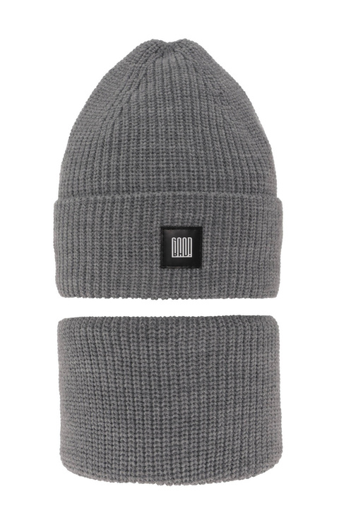 Ensemble d'hiver garçon: bonnet et snood, gris clair, Amadeo
