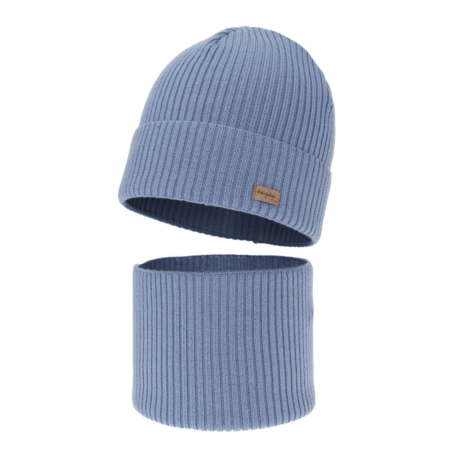 Ensemble automne/printemps garçon: bonnet et snood, bleu clair, avec laine mérinos, Intro