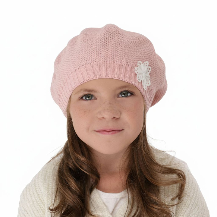 Beret automne/printemps fille, rose, Costanza