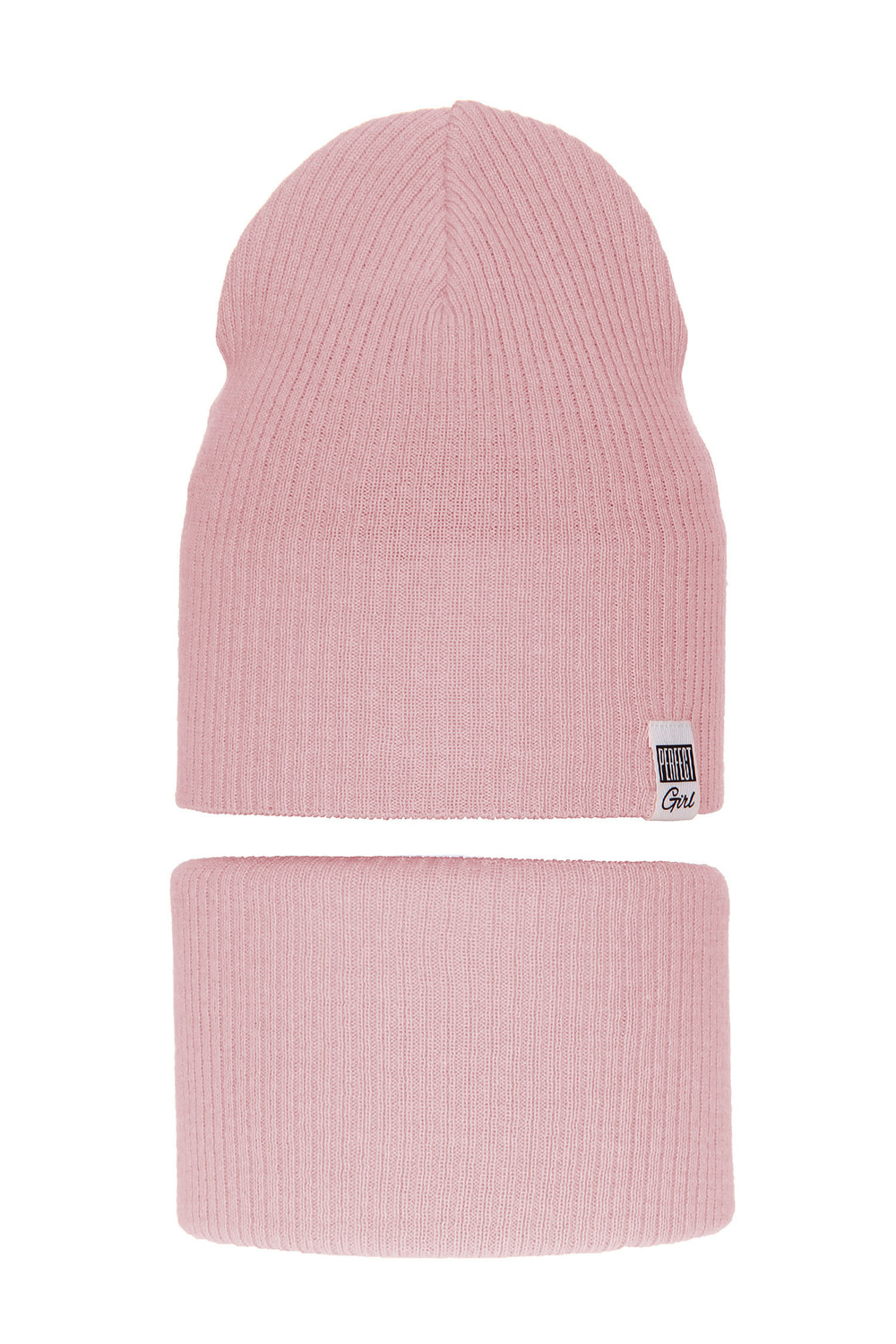 Ensemble automne/printemps fille: bonnet et snood, avec coton, rose, Farinka
