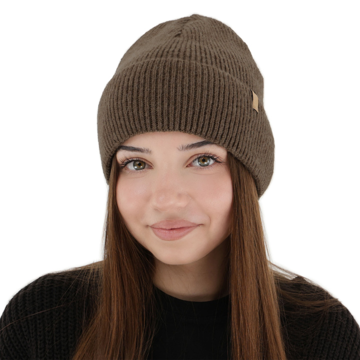 Bonnet d'hiver femme, brune, avec laine mérinos, Tahoe