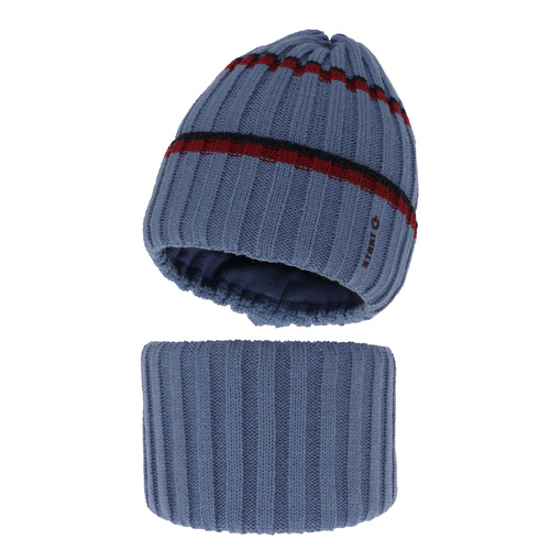 Ensemble d'hiver garçon: bonnet et snood, bleu, Bastien