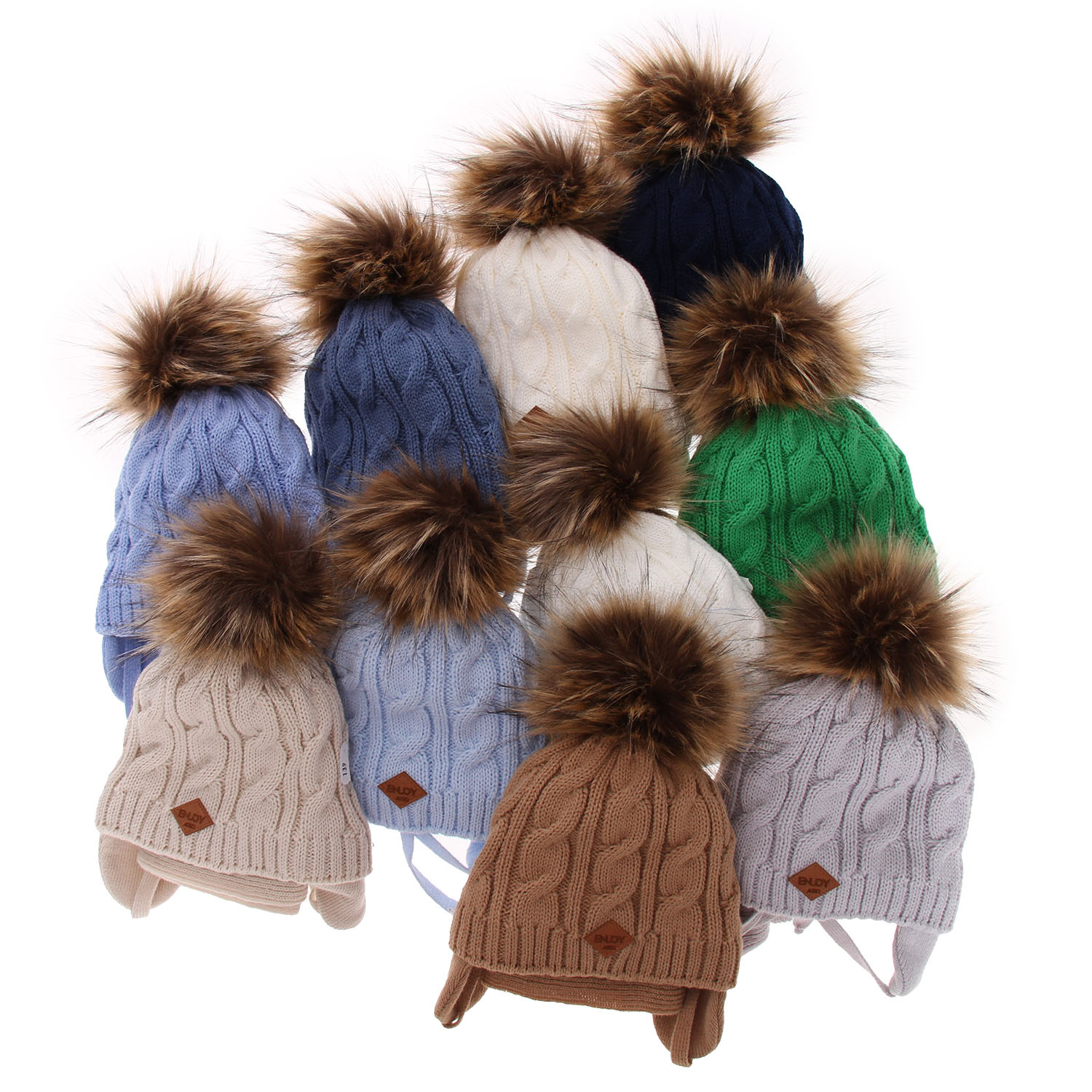 Ensemble d'hiver garçon: bonnet et écharpe, bleu marine, avec pompon, Minor