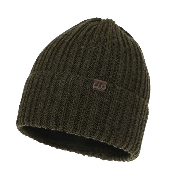 Bonnet d'hiver homme, khaki, avec laine mérinos, Huno