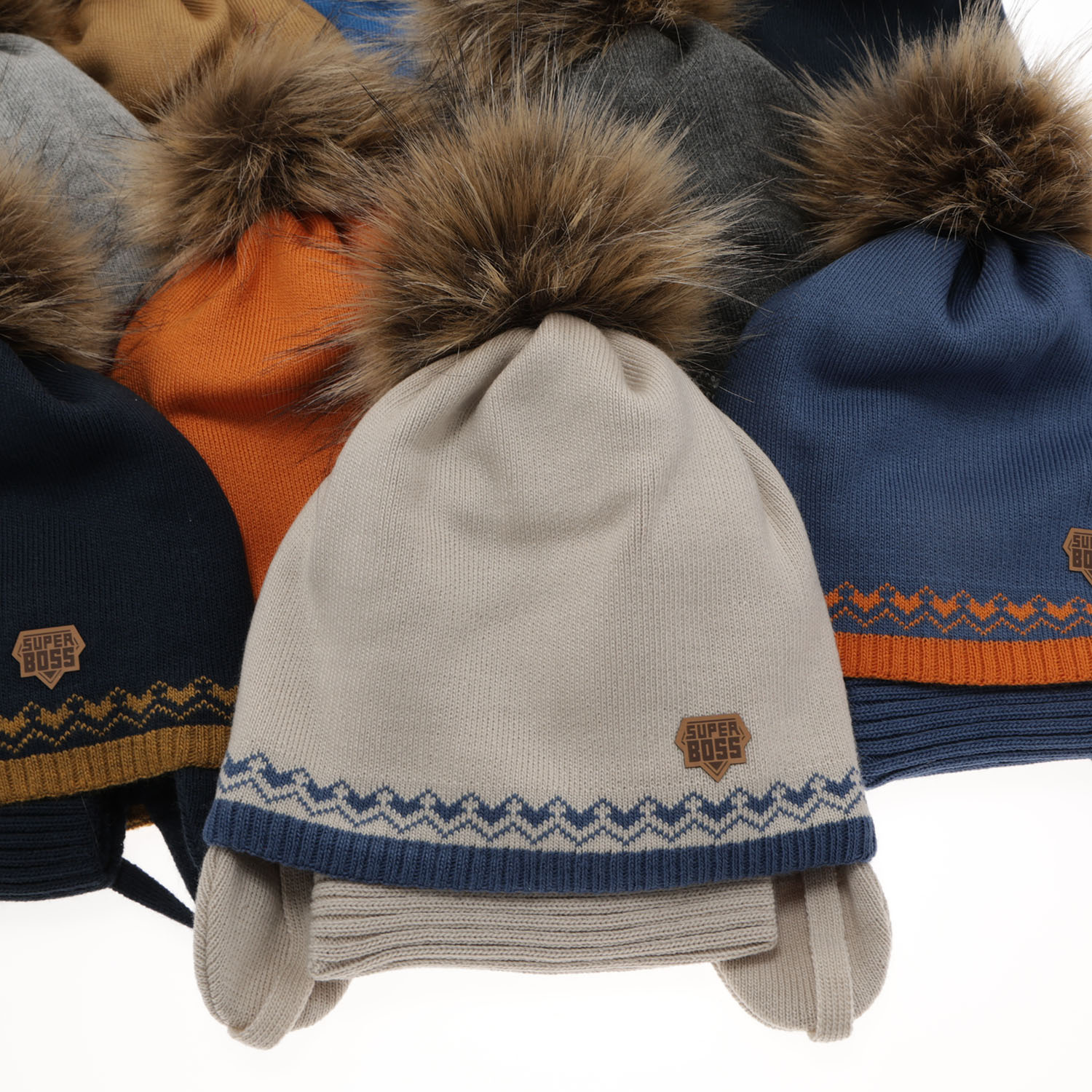 Ensemble d'hiver garçon: bonnet et snood, camel, avec pompon, Elpis