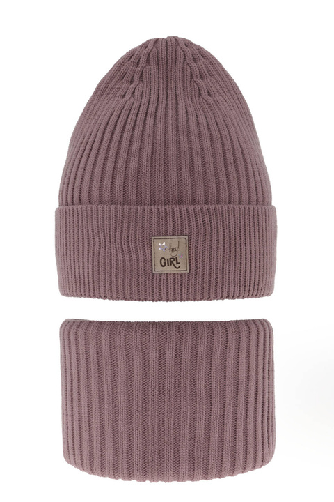 Ensemble d'hiver fille: bonnet et snood, violet, Georgina